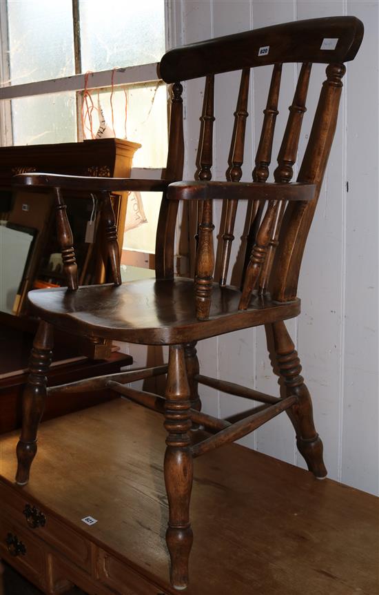 Victorian elm and beech kitchen elbow chair